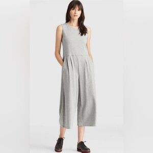 Eileen Fisher | Moon Organic Cotton Speckled gray Knit Cropped Jumpsuit small